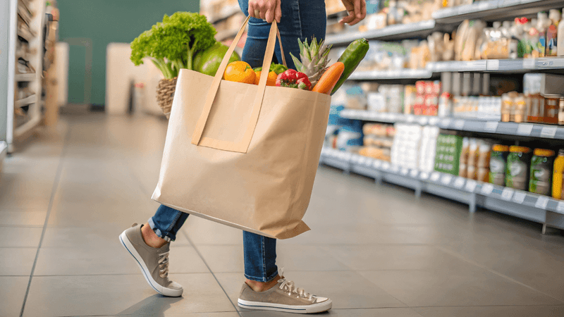 Food and Groceries in New Zealand - Family shopping at NZ supermarket with fresh produce and local products