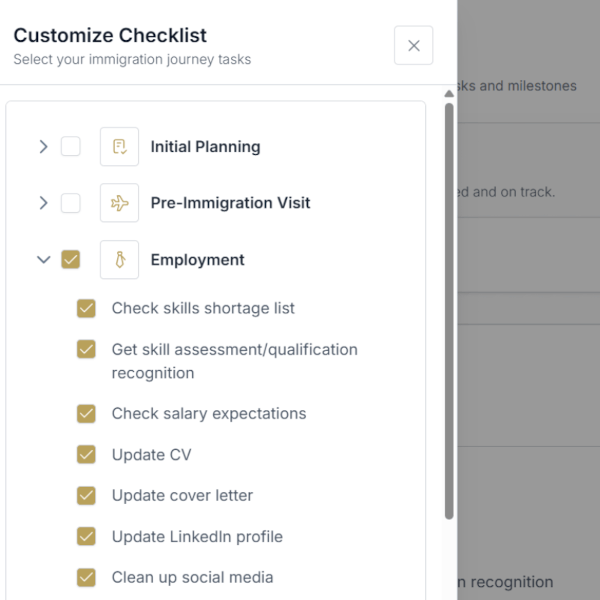 Customizable Immigration Checklist